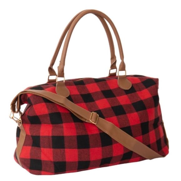Handbags - BUFFALO PRINT RED DUFFLE BAG
